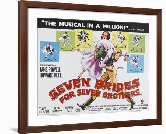 Seven Brides for Seven Brothers, UK Movie Poster, 1954-null-Framed Art Print