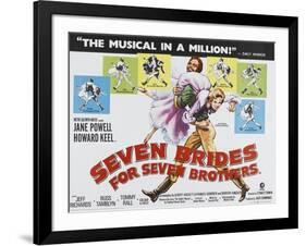 Seven Brides for Seven Brothers, UK Movie Poster, 1954-null-Framed Art Print