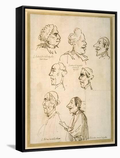 Seven Caricatured Profiles of Four Singers of the Papal Chapels-Pier Leone Ghezzi-Framed Stretched Canvas