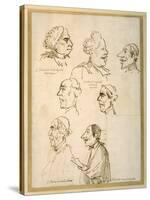 Seven Caricatured Profiles of Four Singers of the Papal Chapels-Pier Leone Ghezzi-Stretched Canvas