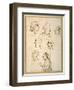 Seven Caricatured Profiles of Four Singers of the Papal Chapels-Pier Leone Ghezzi-Framed Giclee Print