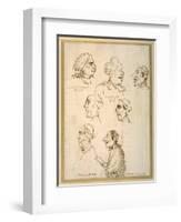 Seven Caricatured Profiles of Four Singers of the Papal Chapels-Pier Leone Ghezzi-Framed Giclee Print