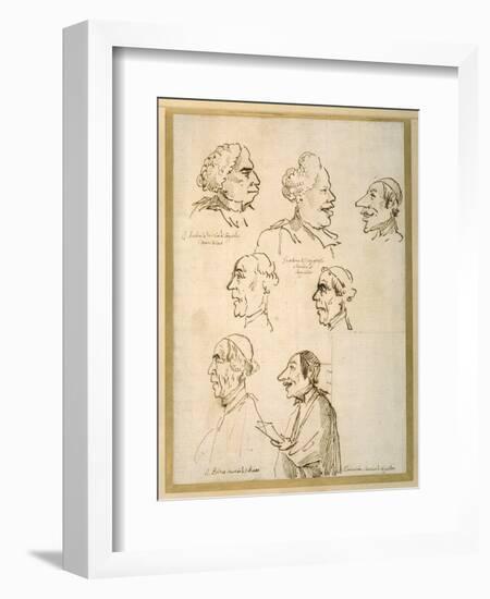 Seven Caricatured Profiles of Four Singers of the Papal Chapels-Pier Leone Ghezzi-Framed Giclee Print