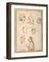 Seven Caricatured Profiles of Four Singers of the Papal Chapels-Pier Leone Ghezzi-Framed Giclee Print