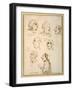 Seven Caricatured Profiles of Four Singers of the Papal Chapels-Pier Leone Ghezzi-Framed Giclee Print