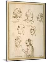 Seven Caricatured Profiles of Four Singers of the Papal Chapels-Pier Leone Ghezzi-Mounted Giclee Print