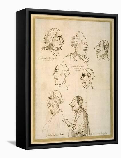 Seven Caricatured Profiles of Four Singers of the Papal Chapels-Pier Leone Ghezzi-Framed Stretched Canvas