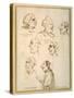 Seven Caricatured Profiles of Four Singers of the Papal Chapels-Pier Leone Ghezzi-Stretched Canvas