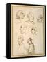 Seven Caricatured Profiles of Four Singers of the Papal Chapels-Pier Leone Ghezzi-Framed Stretched Canvas