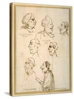 Seven Caricatured Profiles of Four Singers of the Papal Chapels-Pier Leone Ghezzi-Stretched Canvas