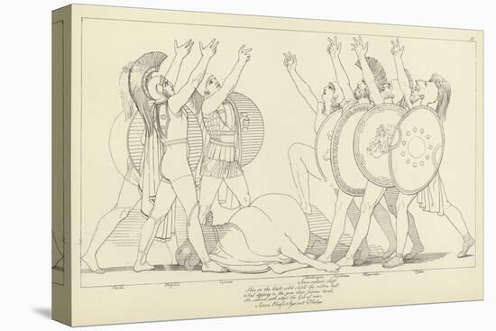 Seven Chiefs Against Thebes-John Flaxman-Stretched Canvas