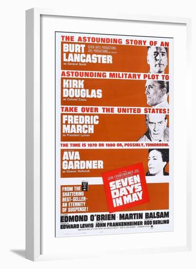 Seven Days in May, from Top: Burt Lancaster, Kirk Douglas, Fredric March, Ava Gardner, 1964-null-Framed Art Print