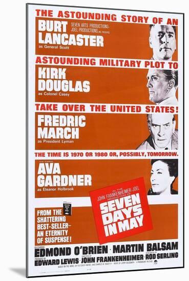 Seven Days in May, from Top: Burt Lancaster, Kirk Douglas, Fredric March, Ava Gardner, 1964-null-Mounted Art Print