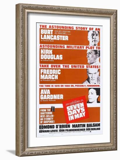 Seven Days in May, from Top: Burt Lancaster, Kirk Douglas, Fredric March, Ava Gardner, 1964-null-Framed Art Print