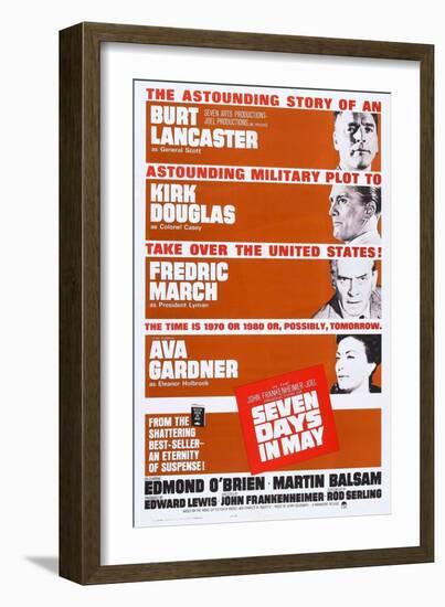 Seven Days in May, from Top: Burt Lancaster, Kirk Douglas, Fredric March, Ava Gardner, 1964-null-Framed Art Print