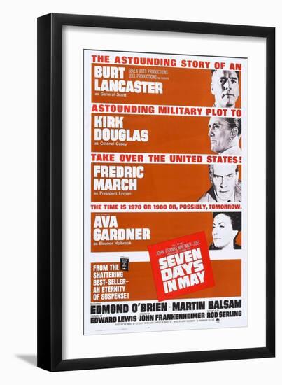 Seven Days in May, from Top: Burt Lancaster, Kirk Douglas, Fredric March, Ava Gardner, 1964-null-Framed Art Print