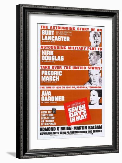 Seven Days in May, from Top: Burt Lancaster, Kirk Douglas, Fredric March, Ava Gardner, 1964-null-Framed Art Print