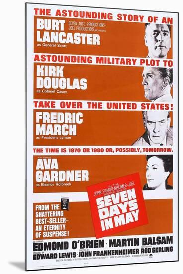 Seven Days in May, from Top: Burt Lancaster, Kirk Douglas, Fredric March, Ava Gardner, 1964-null-Mounted Art Print