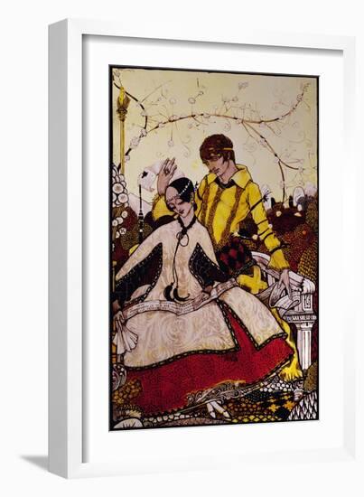 "Seven Dog-Days We Let Pass, Naming Queens in Glenmacnass" Illustration by Harry Clarke from…-Harry Clarke-Framed Giclee Print