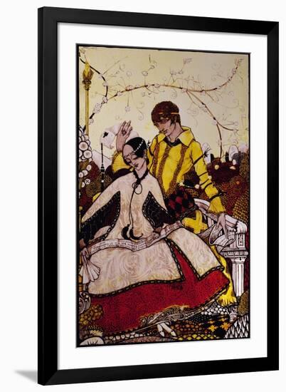 "Seven Dog-Days We Let Pass, Naming Queens in Glenmacnass" Illustration by Harry Clarke from…-Harry Clarke-Framed Giclee Print