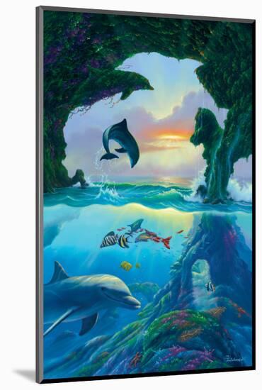 Seven Dolphins-Jim Warren-Mounted Premium Giclee Print