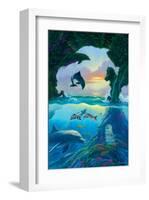 Seven Dolphins-Jim Warren-Framed Premium Giclee Print