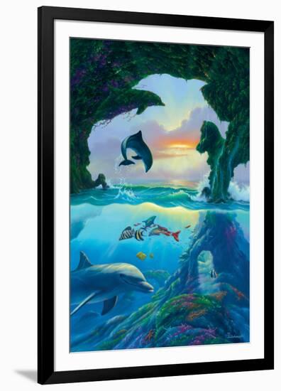 Seven Dolphins-Jim Warren-Framed Premium Giclee Print