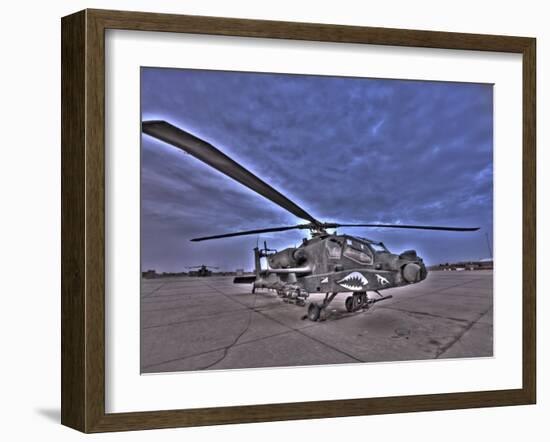 Seven Exposure HDR Image of a Stationary AH-64D Apache Helicopter-Stocktrek Images-Framed Photographic Print