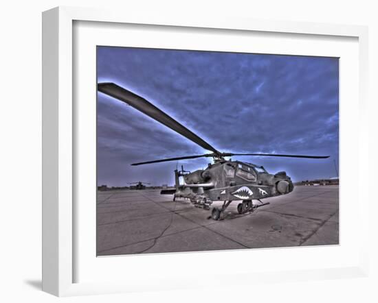 Seven Exposure HDR Image of a Stationary AH-64D Apache Helicopter-Stocktrek Images-Framed Photographic Print