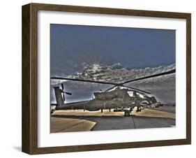 Seven Exposure HDR Image of a Stationary AH-64D Apache Helicopter-Stocktrek Images-Framed Photographic Print
