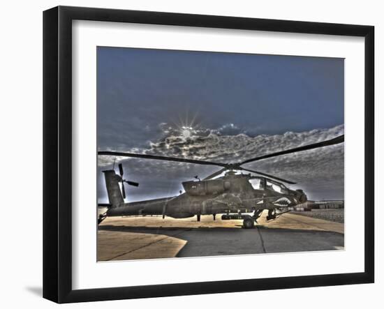 Seven Exposure HDR Image of a Stationary AH-64D Apache Helicopter-Stocktrek Images-Framed Photographic Print