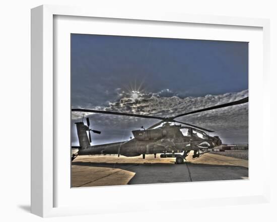 Seven Exposure HDR Image of a Stationary AH-64D Apache Helicopter-Stocktrek Images-Framed Photographic Print