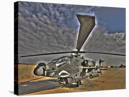 Seven Exposure HDR Image of a Stationary AH-64D Apache Helicopter-Stocktrek Images-Stretched Canvas