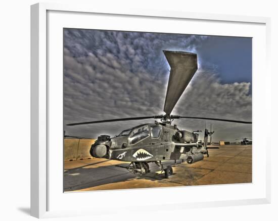 Seven Exposure HDR Image of a Stationary AH-64D Apache Helicopter-Stocktrek Images-Framed Photographic Print