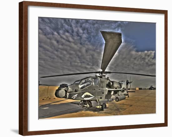 Seven Exposure HDR Image of a Stationary AH-64D Apache Helicopter-Stocktrek Images-Framed Photographic Print