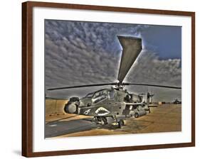 Seven Exposure HDR Image of a Stationary AH-64D Apache Helicopter-Stocktrek Images-Framed Photographic Print