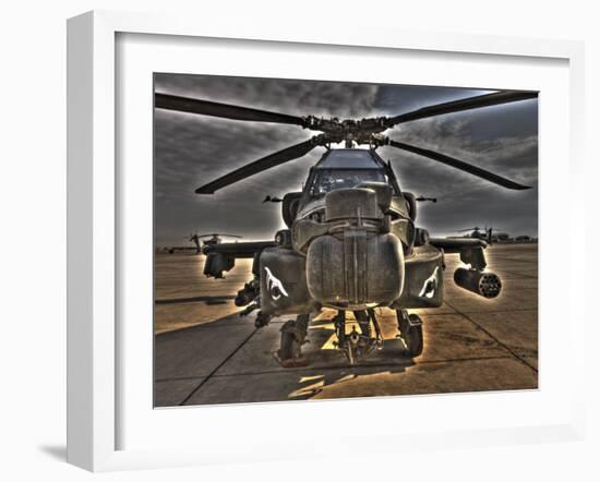 Seven Exposure HDR Image of an AH-64D Apache Helicopter as it Sits on its Pad-Stocktrek Images-Framed Photographic Print