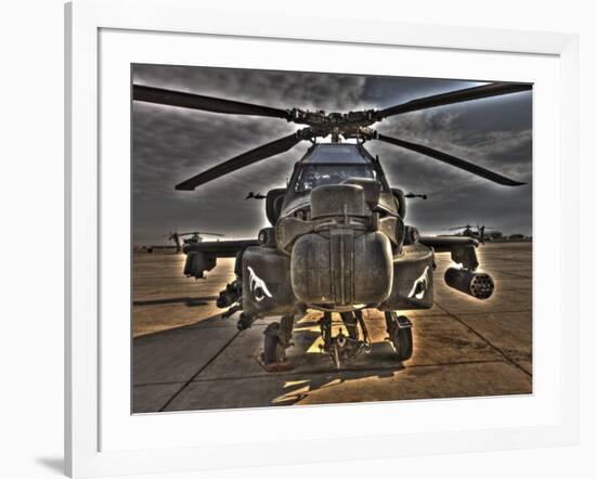 Seven Exposure HDR Image of an AH-64D Apache Helicopter as it Sits on its Pad-Stocktrek Images-Framed Photographic Print