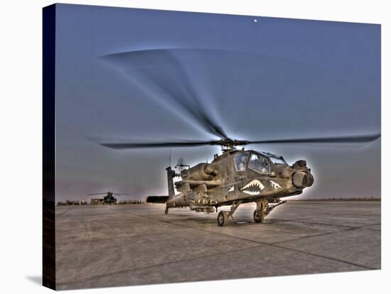 Seven Exposure HDR Image of an AH-64D Apache Helicopter-Stocktrek Images-Stretched Canvas