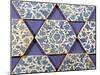 Seven Iznik Blue and White Hexagonal Pottery Tiles, circa 1540-null-Mounted Giclee Print