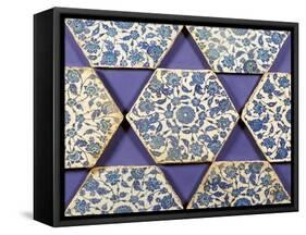 Seven Iznik Blue and White Hexagonal Pottery Tiles, circa 1540-null-Framed Stretched Canvas