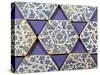 Seven Iznik Blue and White Hexagonal Pottery Tiles, circa 1540-null-Stretched Canvas