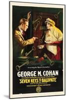 SEVEN KEYS TO BALDPATE, l-r: George M. Cohan, Anna Q. Nilsson on poster art, 1917.-null-Mounted Art Print