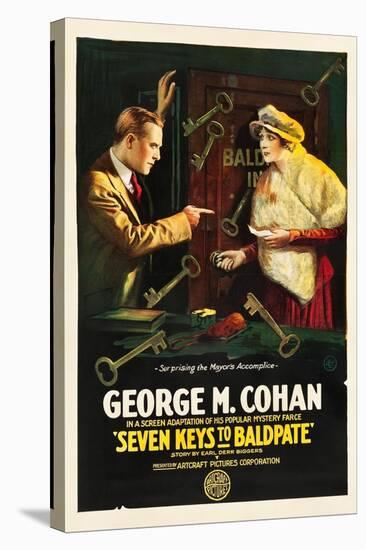 SEVEN KEYS TO BALDPATE, l-r: George M. Cohan, Anna Q. Nilsson on poster art, 1917.-null-Stretched Canvas