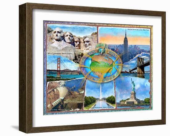 Seven Man Made Wonders of the USA-Adrian Chesterman-Framed Art Print