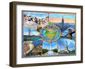 Seven Man Made Wonders of the USA-Adrian Chesterman-Framed Art Print