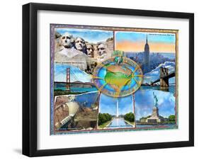 Seven Man Made Wonders of the USA-Adrian Chesterman-Framed Art Print