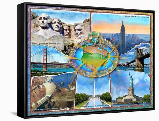 Seven Man Made Wonders of the USA-Adrian Chesterman-Framed Stretched Canvas
