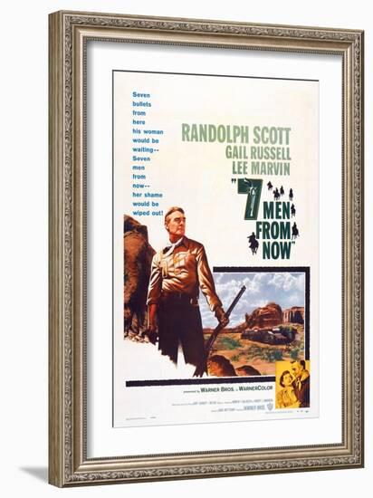 Seven Men from Now, (Aka 7 Men from Now), Left: Randolph Scott, 1956-null-Framed Art Print