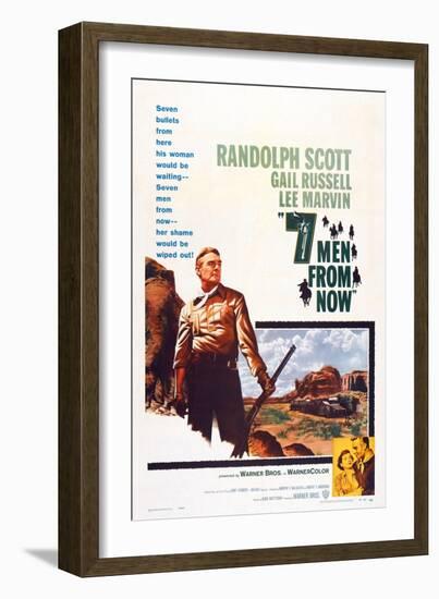 Seven Men from Now, (Aka 7 Men from Now), Left: Randolph Scott, 1956-null-Framed Art Print